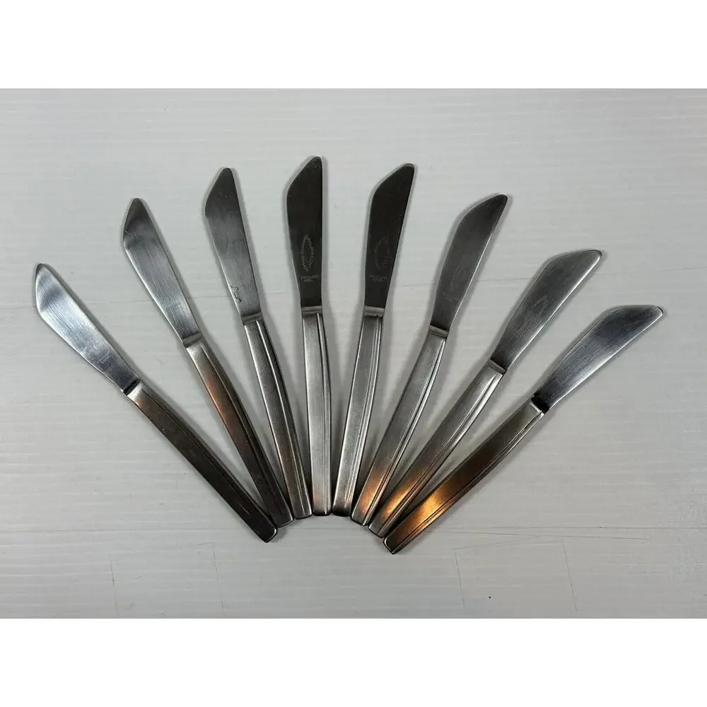 8pc Vintage Sipelia Malta Stainless Steel Dessert Knife Sheffield‎ England MCM